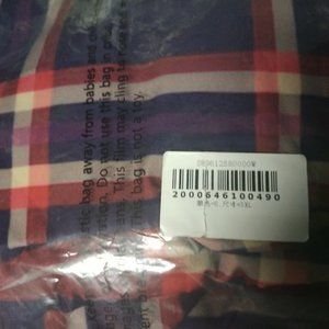 Casual dress pants navy, with red and beige plaid, size 42 w, 32 inseam